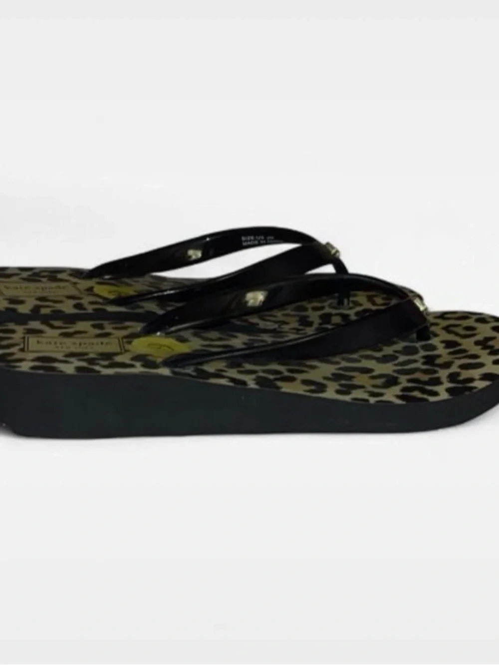 kate spade Black Leopard Print Flip Flop Sandals